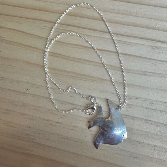 Vintage Sterling Silver Fish Pendant Necklace by Sunshine Jewelry Company - Picture 3 of 7